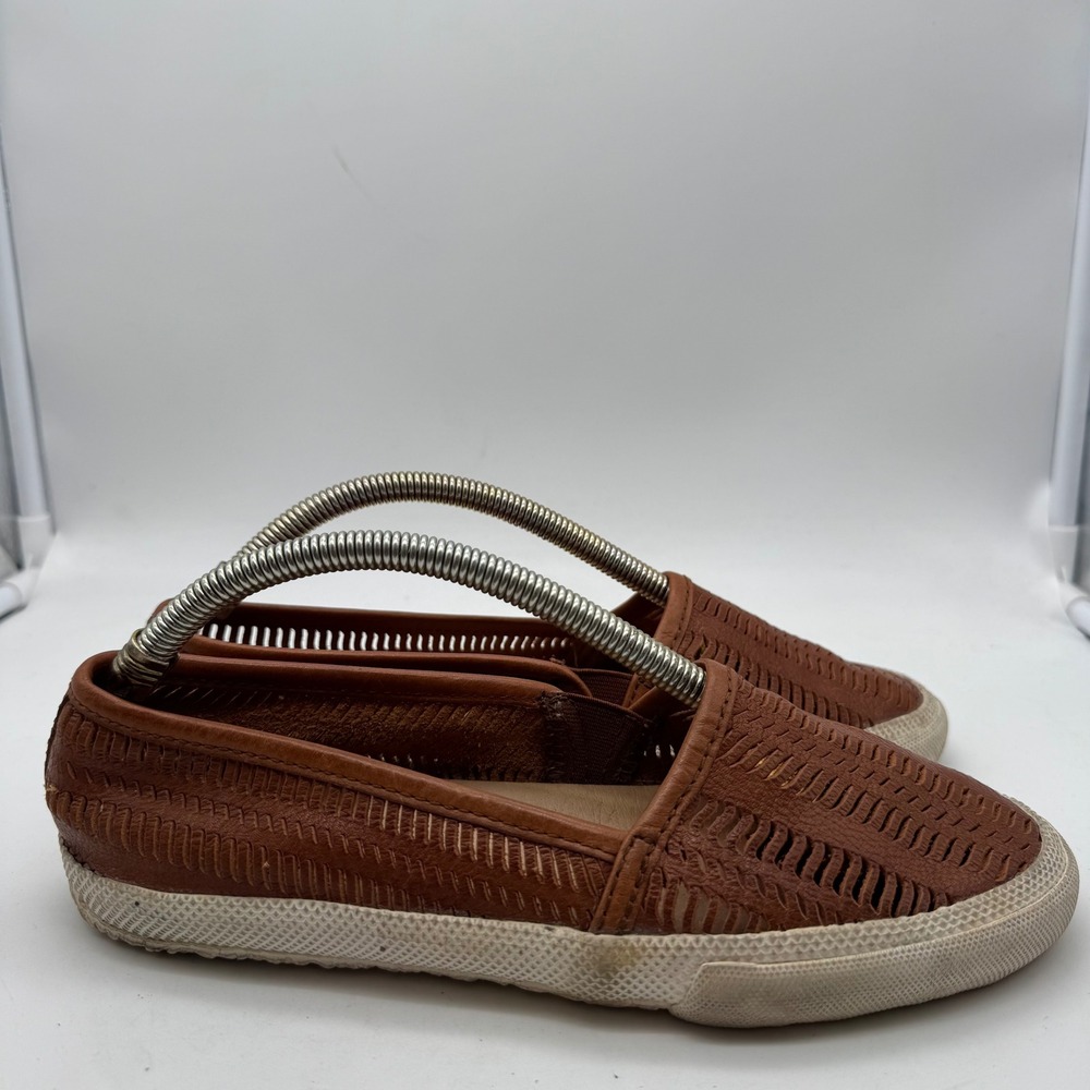 FRYE Kira Slipon Leather Perforated Loafers Brown Women's Size‎ 6.5